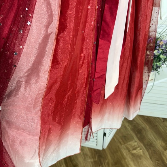 Vintage Embroidered Floral Princess Dress Burgundy Size 12 - Picture 10 of 14